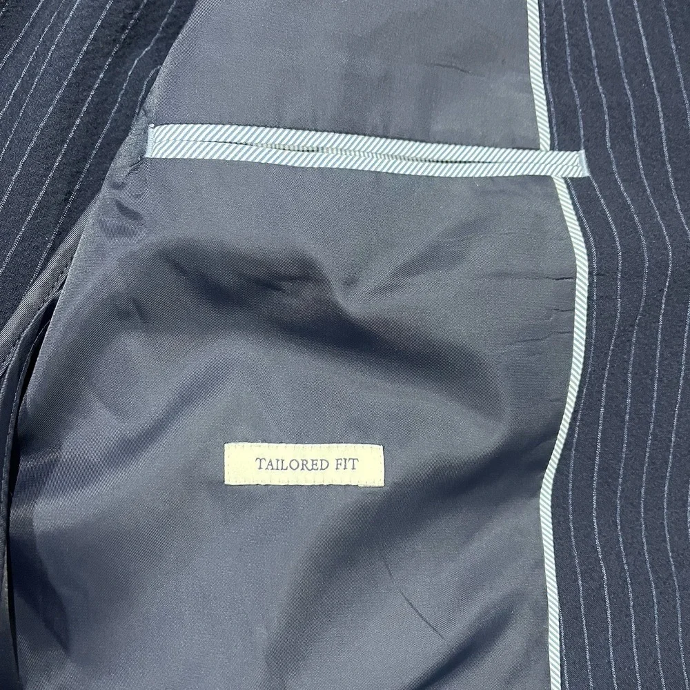 Jos A Bank Tailored Fit Sport Coat 40R Blue Wool Poly Stretch Unstructured 31608